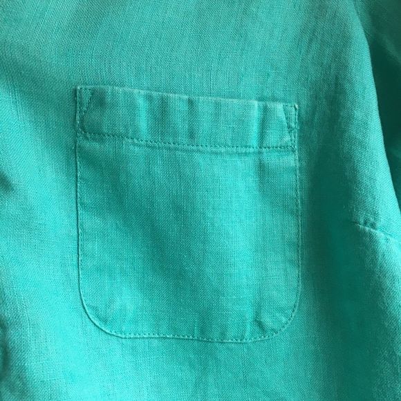 M&S Collection Pure Linen turquoise popover long sleeve tunic dress size medium - Picture 11 of 15